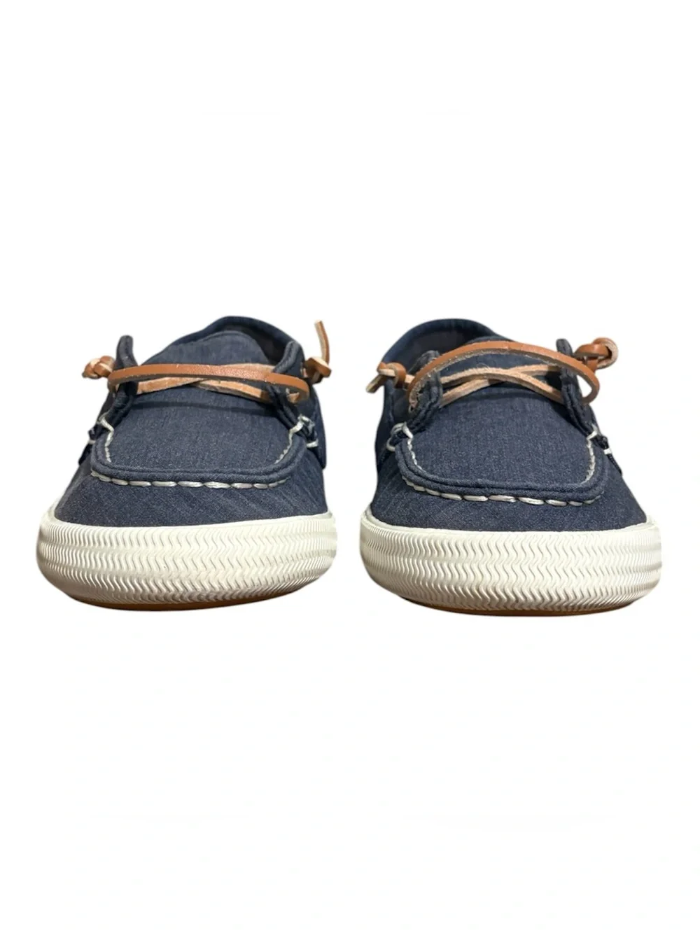 Sperry navy blue moccasin with Brown Gum Soles size 7 - Picture 2 of 9